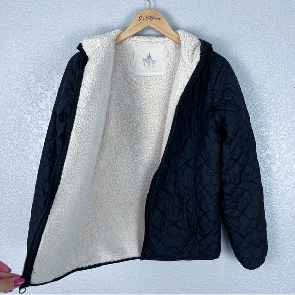 Disney Parks Mickey Mouse Quilted Sherpa Hooded Jacket, Black S - Authentic - Picture 8 of 12